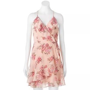 Almost Famous Ruffle Floral Faux-Wrap Dress